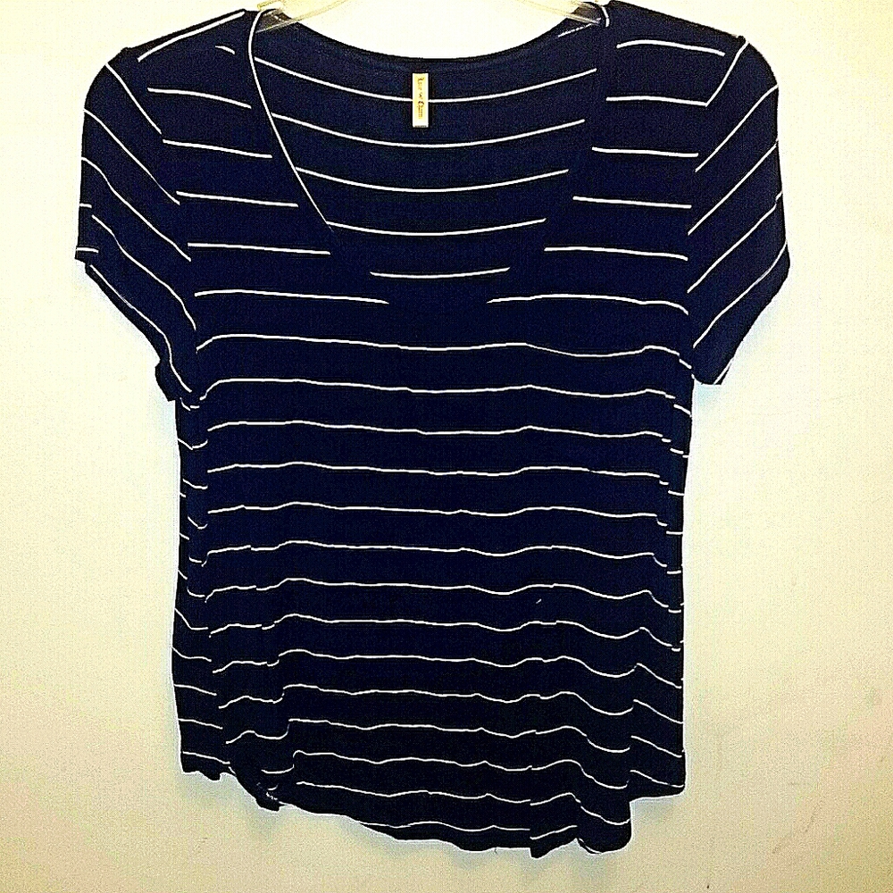 Ladies Navy Blue with White Stripes Top